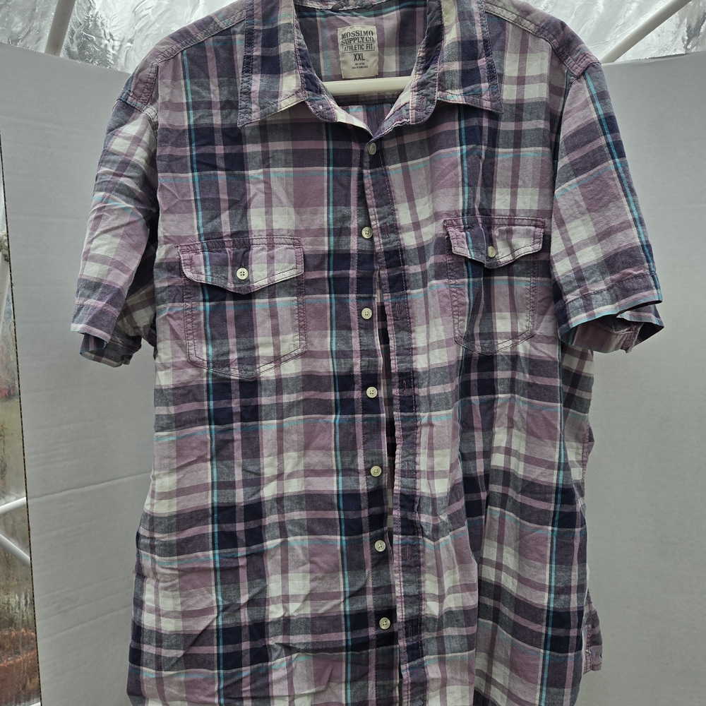 Mossimo Supply Co. Purple Plaid Short-Sleeve Button-Up Shirt - Picture 5 of 8